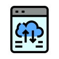 Browser window displaying cloud data transfer icon Royalty Free Stock Photo