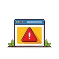 Browser window displaying a red warning triangle icon, signifying an error or important alert message Royalty Free Stock Photo