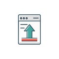 Browser window displaying an upload icon for file transfer or data storage Royalty Free Stock Photo