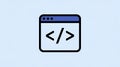 Browser Window Displays Code Symbols on a Light Blue Background Royalty Free Stock Photo