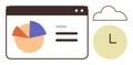 Data Analysis Dashboard with Pie Chart, Time Management, and Cloud Storage Concept Royalty Free Stock Photo