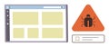 Browser window with error warning symbol highlighting potential bug or malfunction detection Royalty Free Stock Photo