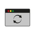 Browser window icon. Refresh symbol focus. Gray background display. Modern web interface.