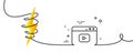 Browser Window line icon. Video content sign. Continuous line with curl. Vector Royalty Free Stock Photo