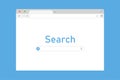 Browser window with search site. Internet technology. World wide web. Mock up screen device