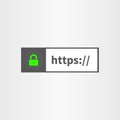 Browser window with secure online connection icon and http text