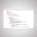 Browser window with simple html code of web page on white background