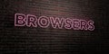 BROWSERS -Realistic Neon Sign on Brick Wall background - 3D rendered royalty free stock image