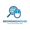 Browsing mouse vector logo template. This design use globe or internet symbol. Suitable for online