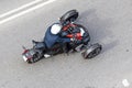 BRP Can-Am. Three-wheeled motorcycle, driving on a street in Stockholm photographed from above