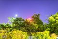 BRROKLYN, NY - JUNE 2013: Former headquarters of Jehova's witnesses in New York City with the big Watchtower sign on to at night Royalty Free Stock Photo