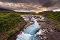 Bruarfoss - Large waterfall in the evening light