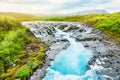 Bruarfoss waterfall with blue water in Iceland Royalty Free Stock Photo