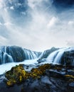 Bruarfoss waterfall in summer time Royalty Free Stock Photo