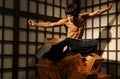 Bruce lee hollywood actor wax figure at madame tussauds in hong kong Royalty Free Stock Photo