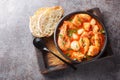 Brudet is a hearty fish stew from the Dalmatia region of Croatia, similar to Greek Bourdeto and Italian Brodetto close-up in a