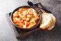 Brudet is a hearty fish stew from the Dalmatia region of Croatia, similar to Greek Bourdeto and Italian Brodetto close-up in a