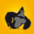 Funny cartoon gorilla scratching his back vector illustration Royalty Free Stock Photo