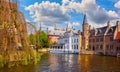 Bruges Belgium. Ancient medieval european city. View Royalty Free Stock Photo