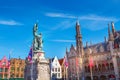 Statue in Bruges at Market Square Markt, Belgium Royalty Free Stock Photo