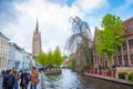 Tower of the church of Our Lady in Bruges, Belgium Royalty Free Stock Photo