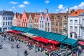 Bruges, Belgium - August 9, 2018: Aerial view of Grote Markt. Royalty Free Stock Photo