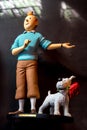 Bruges, Belgium - 17 February 2018: Tintin and snowy in Bruges,