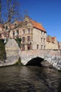 Bruges, Belgium. Flemish architecture, bridge view Royalty Free Stock Photo