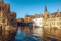 Bruges, Belgium. Image with Rozenhoedkaai in Brugge, Dijver river canal Royalty Free Stock Photo