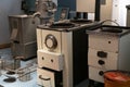 Bruges, Belgium, Old type of industrial fryers, Fries and chips maker. Selective focus