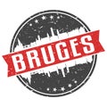 Bruges Belgium Round Travel Stamp Icon Skyline City Design Seal Badge Illustration.