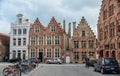 Style brick buildings in historic centre of Bruges, Belgium Royalty Free Stock Photo
