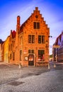 Bruges, Belgium. Sunrise light on Mariastraat, historical Brugge, Flanders Royalty Free Stock Photo