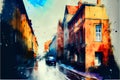 Bruges, Belgium. Vintage painting, background illustration, beautiful picture, travel texture