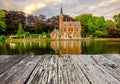 Bruges Brugge cityscape with Minnewater lake