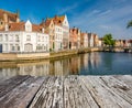 Bruges Brugge cityscape with water canal and bridge