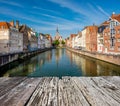 Bruges Brugge cityscape with water canal