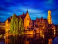 Bruges Brugge famous view, Belgium Royalty Free Stock Photo