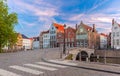 Bruges canal and bridge at sunset, Belgium