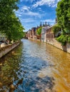 Bruges canal and medieval houses. Brugge, Belgium