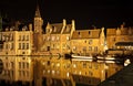 Bruges canal at night, Belgium Royalty Free Stock Photo