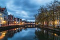 Bruges canal at night, Belgium Royalty Free Stock Photo