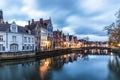 Bruges canal at night, Belgium Royalty Free Stock Photo