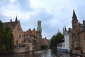 Rozenhoedkaai Postcard View of Bruges on a Cloudy Day - Belgium Royalty Free Stock Photo