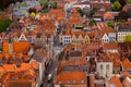 Bruges, Flanders, Belgium, Europe - October 1, 2019. Autumn scenery of  medieval world heritage city, Bruges Brugge from the Royalty Free Stock Photo