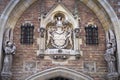 Bruges gothic cathedral architecture with angels and coat of arms, Belgium Royalty Free Stock Photo