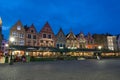 Bruges market square Grote markt at night, Belgium Royalty Free Stock Photo