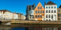 Bruges medieval houses and canal, Belgium Royalty Free Stock Photo