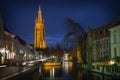 Bruges night scene with canal Royalty Free Stock Photo