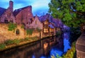 Bruges Old Town, Belgium. Traditional medieval houses on a canal Royalty Free Stock Photo